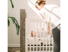 This traditional crib boasts angular lines of deeply distressed Spruce with a cubist style, you will truly own a “one of a kind” piece of art!